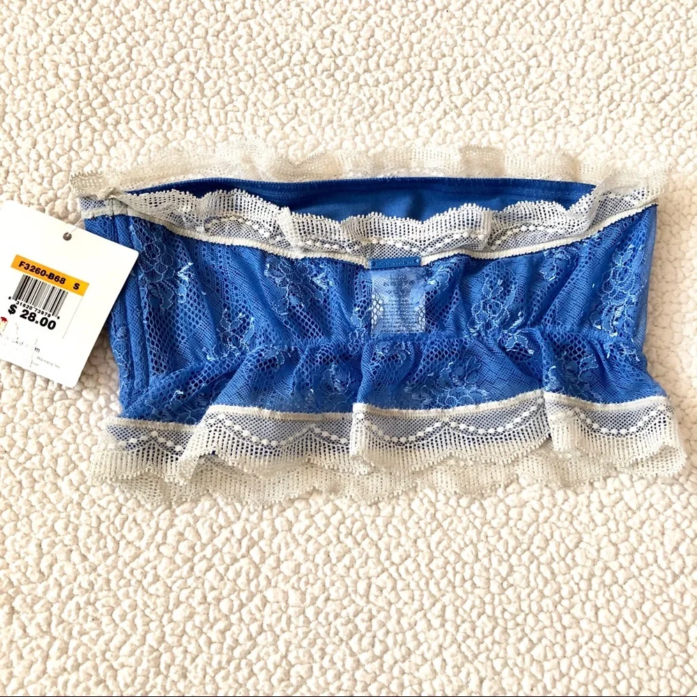 NWT $28 Calvin Klein Lace Blue and White Bandeau Size S - Picture 3 of 8